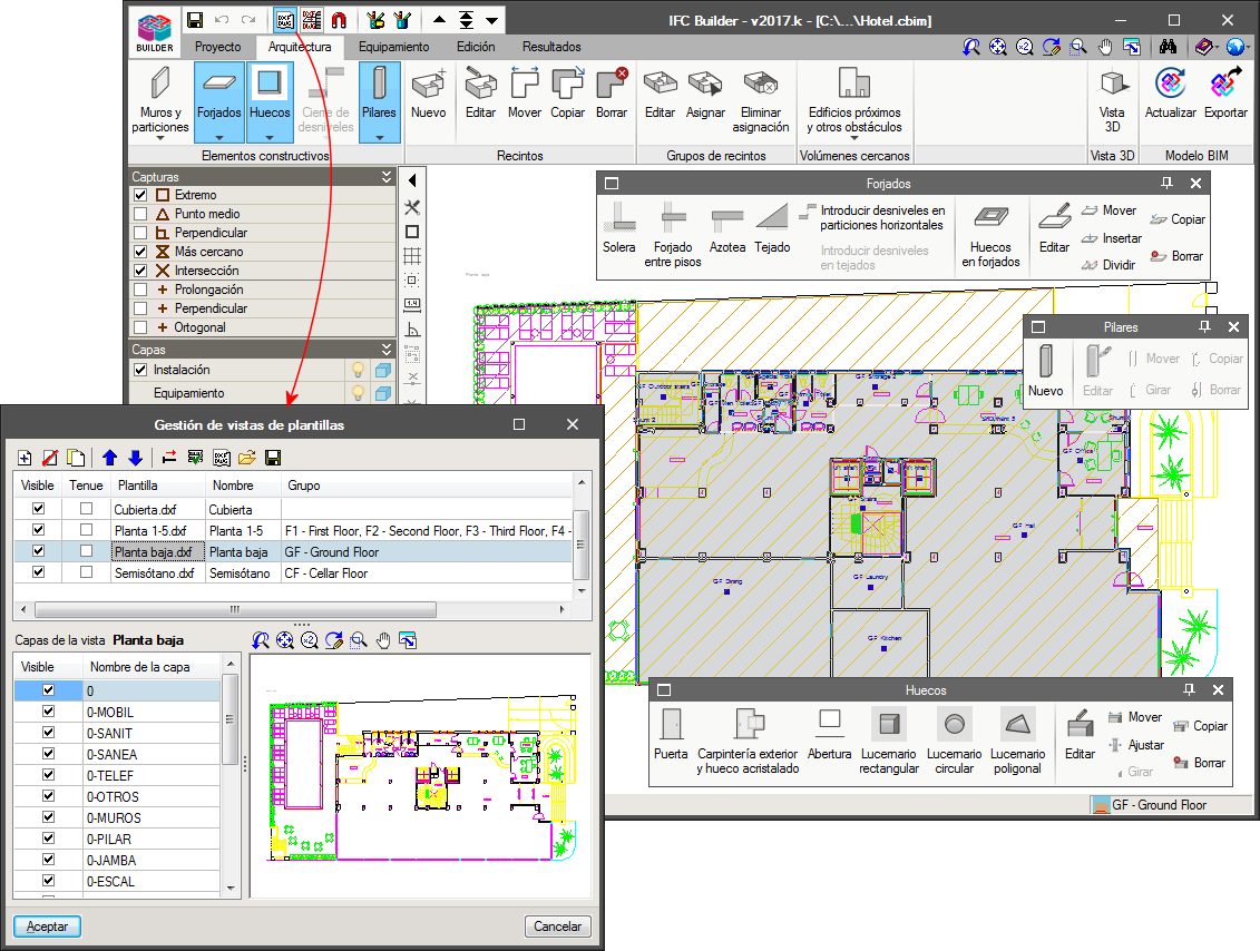 IFC Builder. Modelling the building in IFC Builder